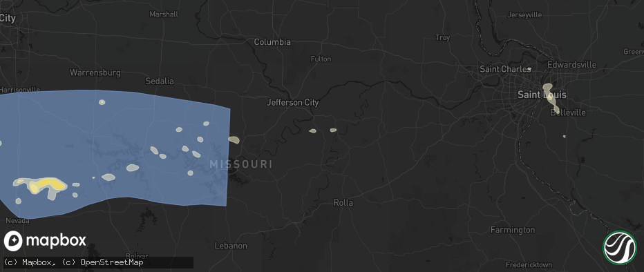 Hail map in Freeburg, MO on July 4, 2026