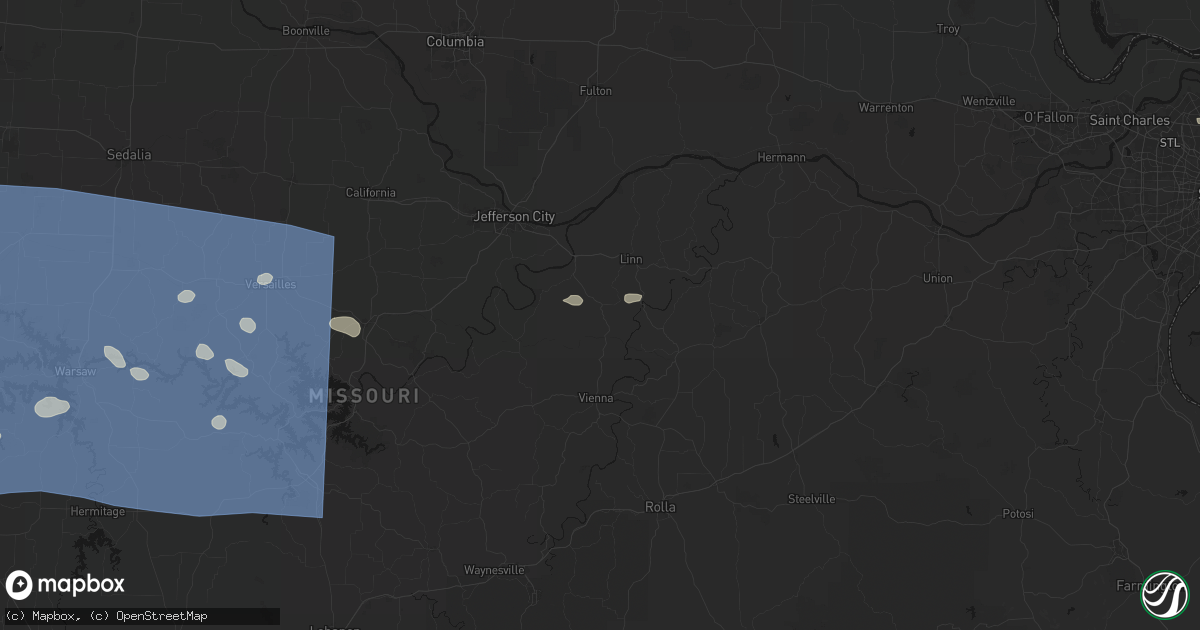 Hail map in Freeburg, MO on July 4, 2026