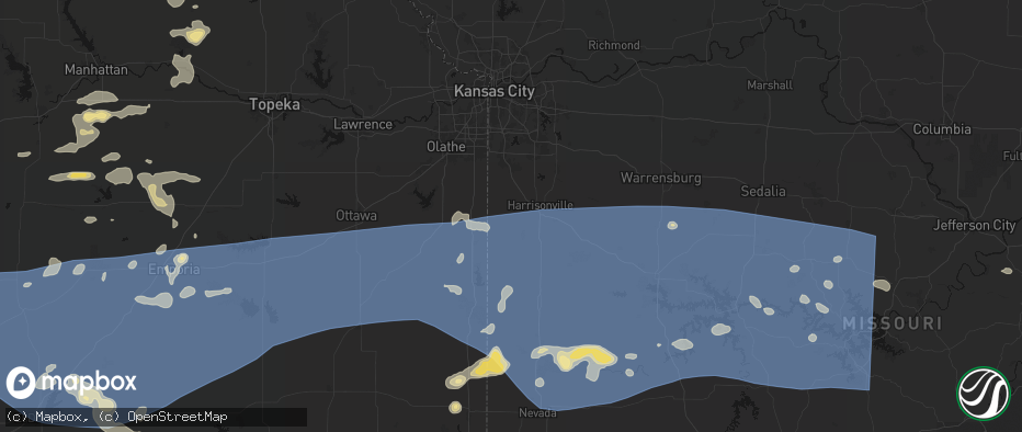 Hail map in Freeman, MO on July 4, 2026