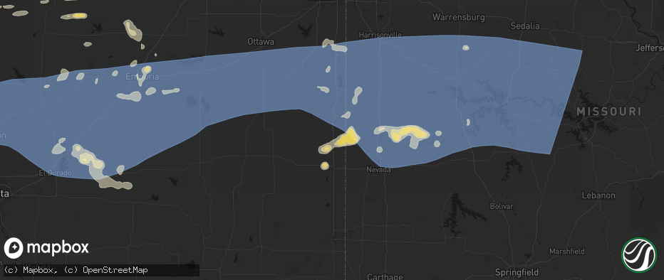 Hail map in Fulton, KS on July 4, 2026