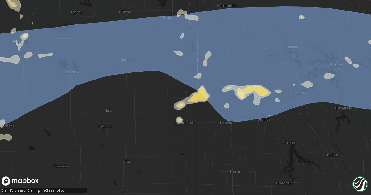 Hail map in Fulton, KS on July 4, 2026