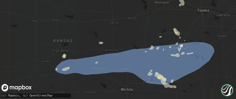 Hail map in Galva, KS on July 4, 2026