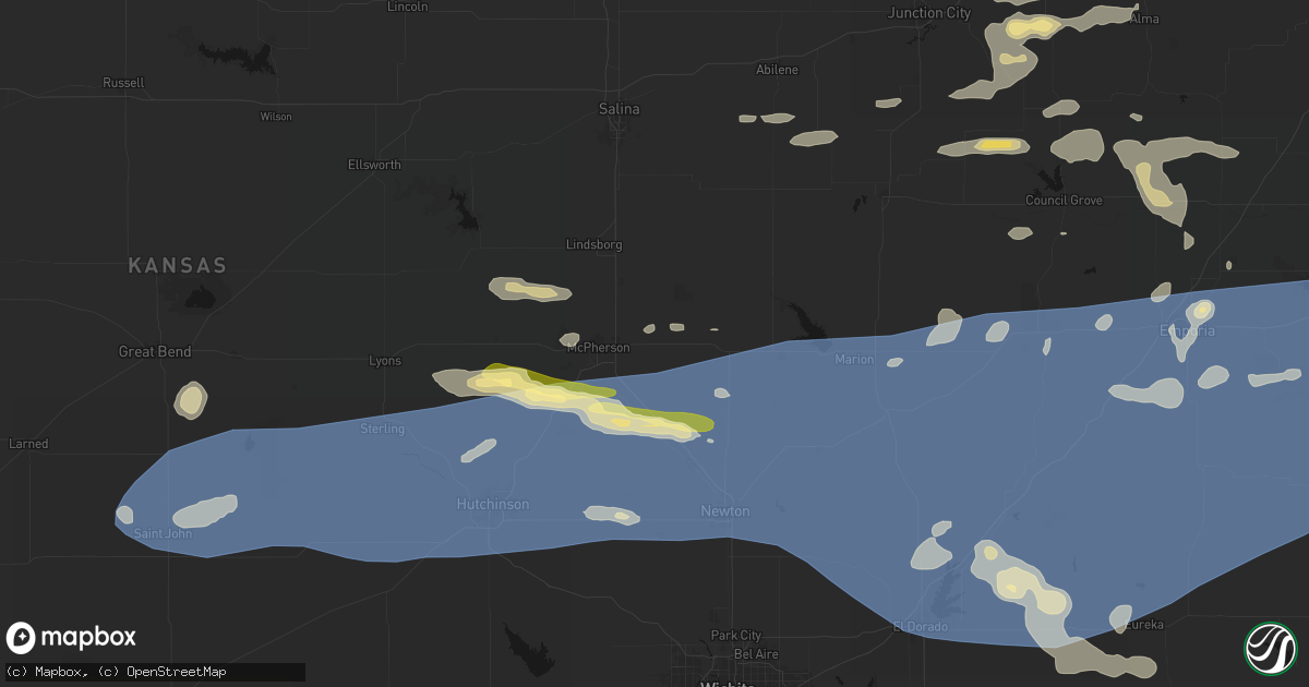 Hail map in Galva, KS on July 4, 2026