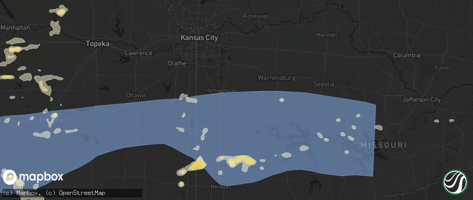 Hail map in Garden City, MO on July 4, 2026