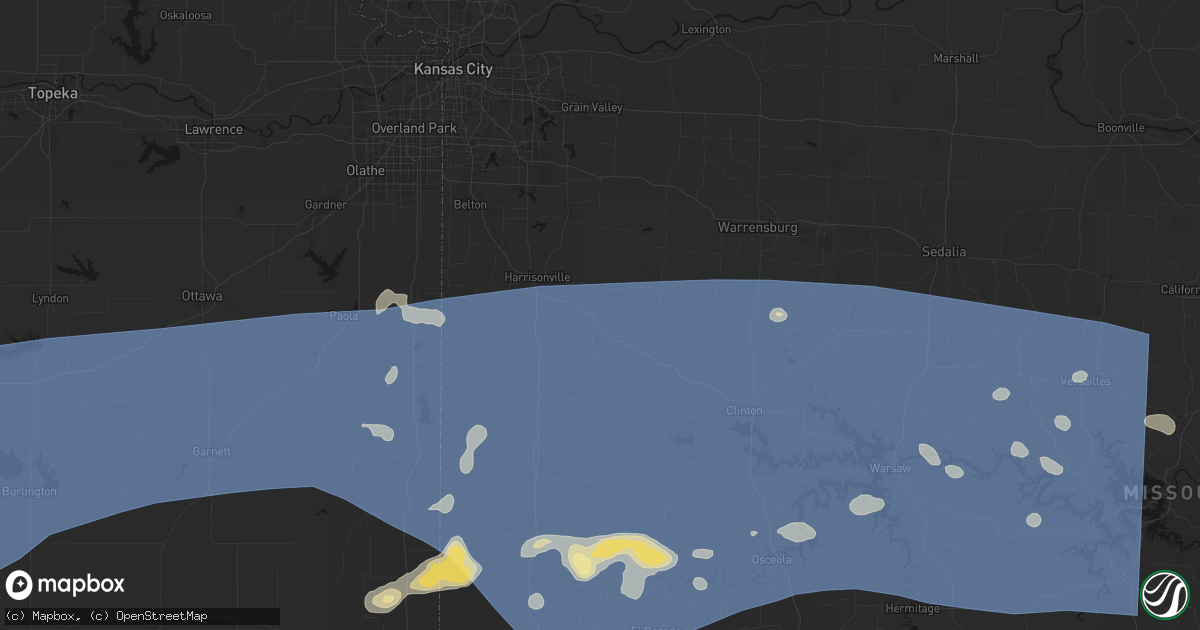 Hail map in Garden City, MO on July 4, 2026