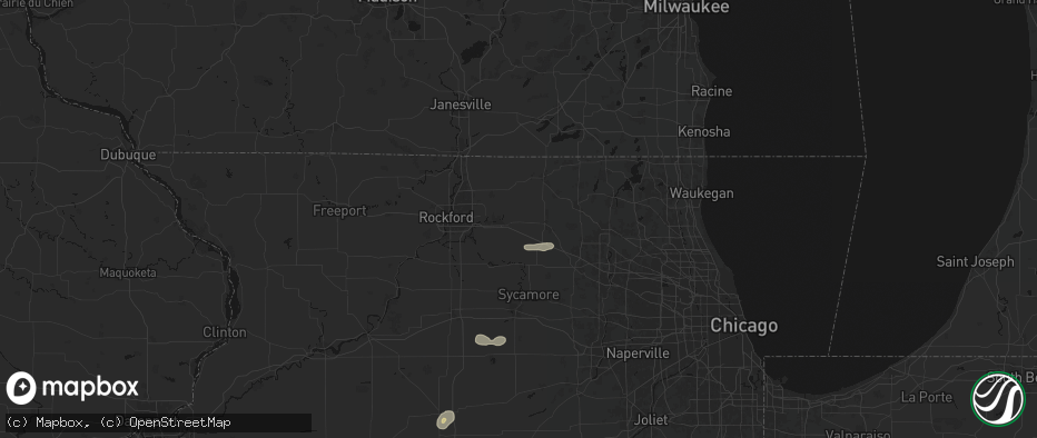 Hail map in Garden Prairie, IL on July 4, 2026