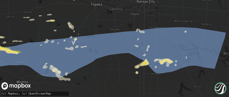 Hail map in Garnett, KS on July 4, 2026