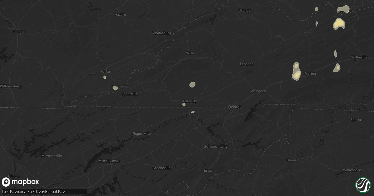 Hail map in Gate City, VA on July 4, 2026