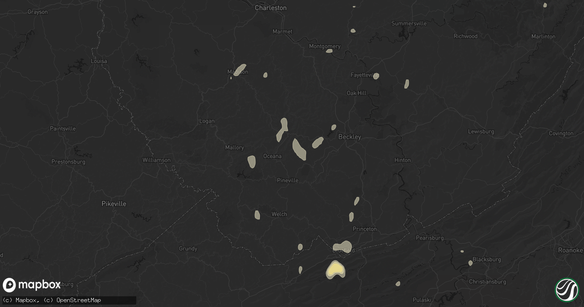 Hail map in Glen Fork, WV on July 4, 2026