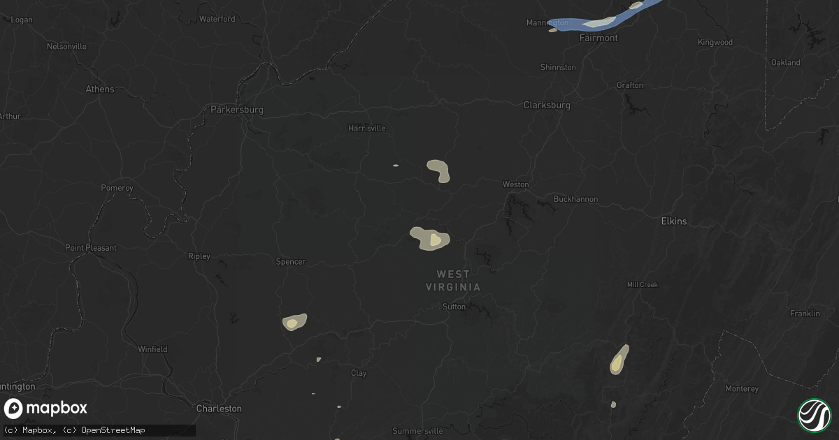 Hail map in Glenville, WV on July 4, 2026
