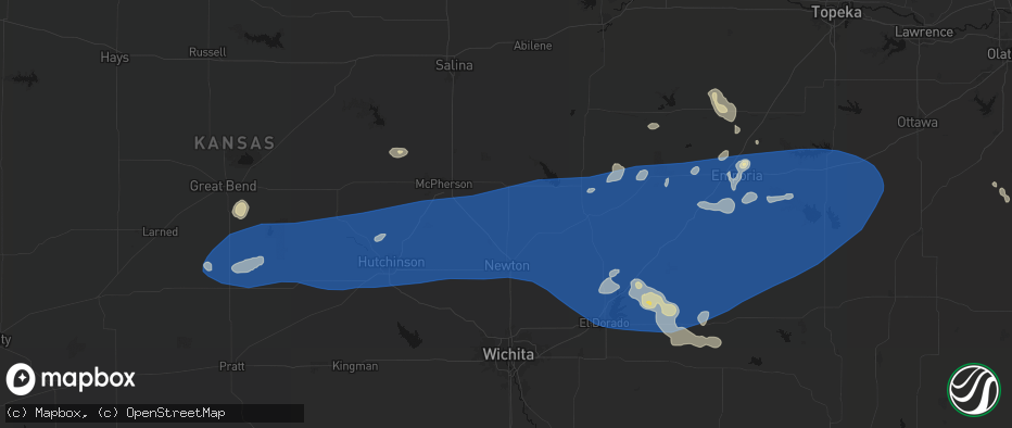 Hail map in Goessel, KS on July 4, 2026