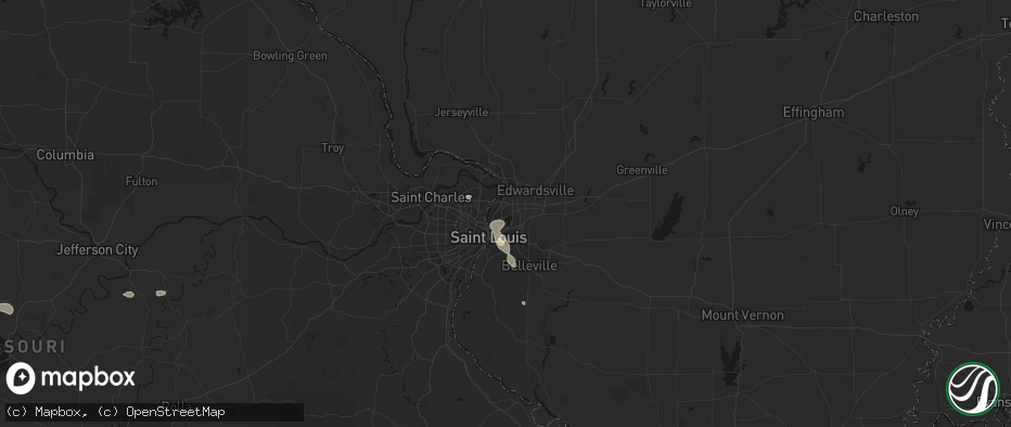 Hail map in Granite City, IL on July 4, 2026