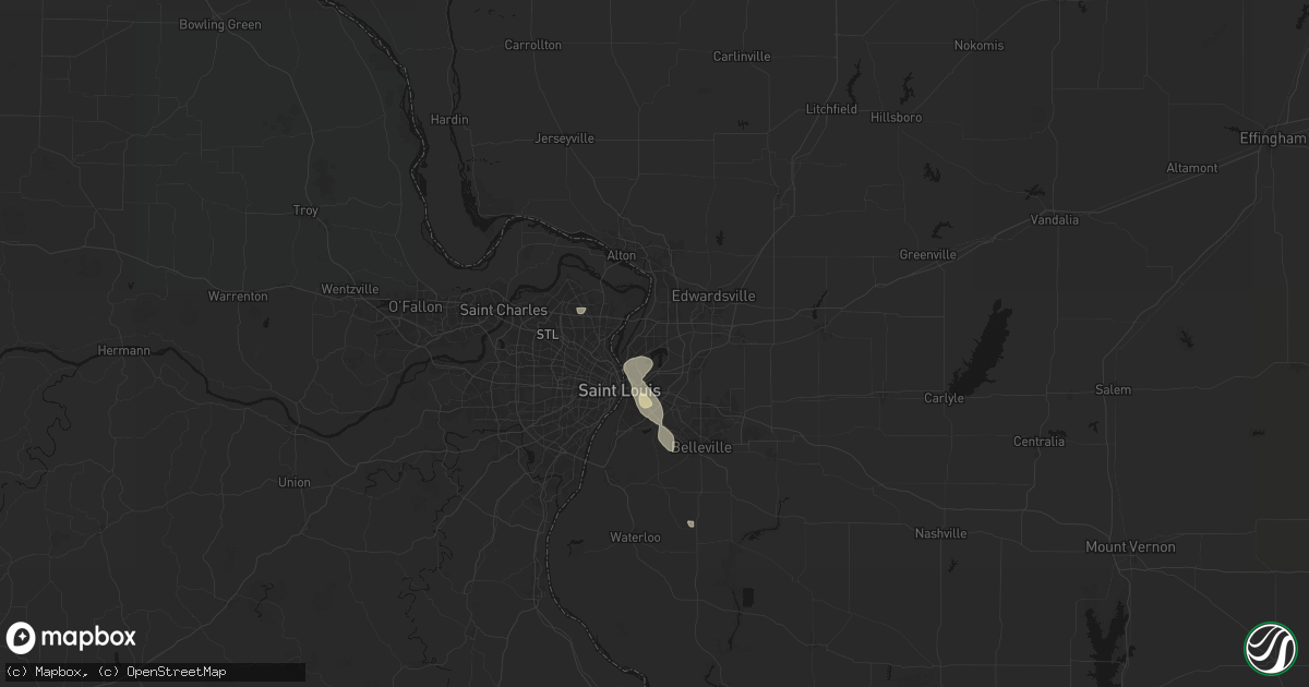 Hail map in Granite City, IL on July 4, 2026