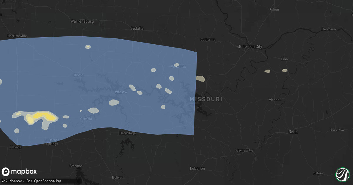 Hail map in Gravois Mills, MO on July 4, 2026