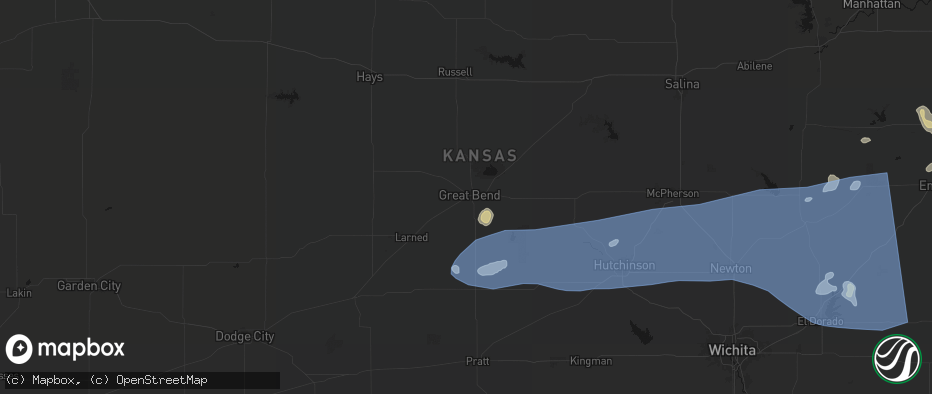 Hail map in Great Bend, KS on July 4, 2026