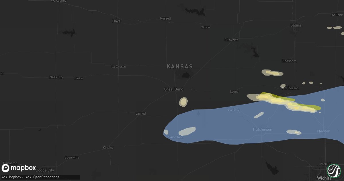 Hail map in Great Bend, KS on July 4, 2026