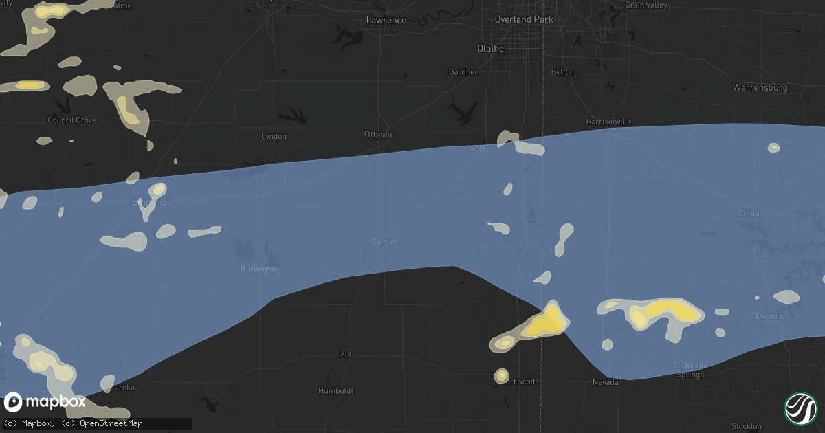 Hail map in Greeley, KS on July 4, 2026
