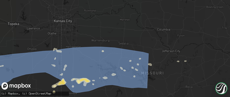 Hail map in Green Ridge, MO on July 4, 2026