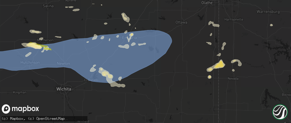 Hail map in Gridley, KS on July 4, 2026