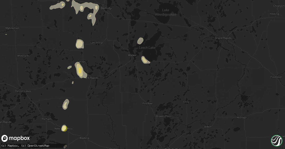 Hail map in Hackensack, MN on July 4, 2026
