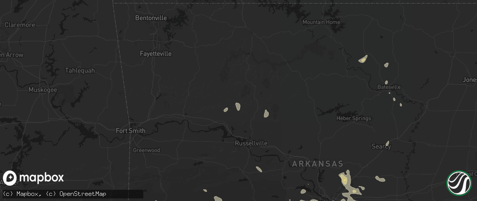 Hail map in Hagarville, AR on July 4, 2026