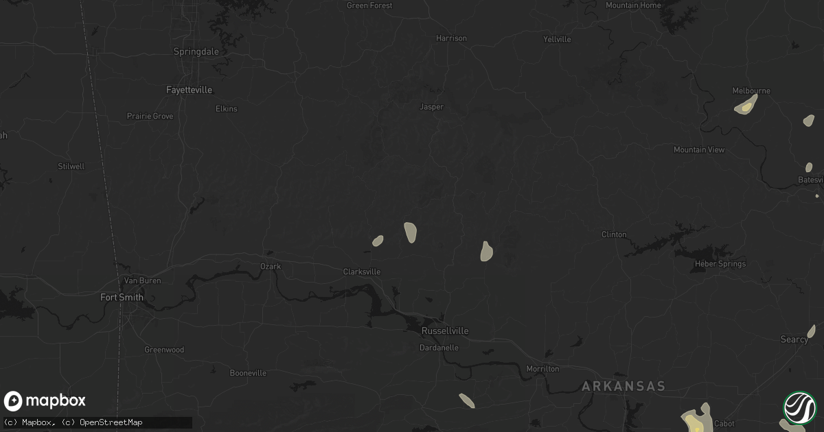 Hail map in Hagarville, AR on July 4, 2026