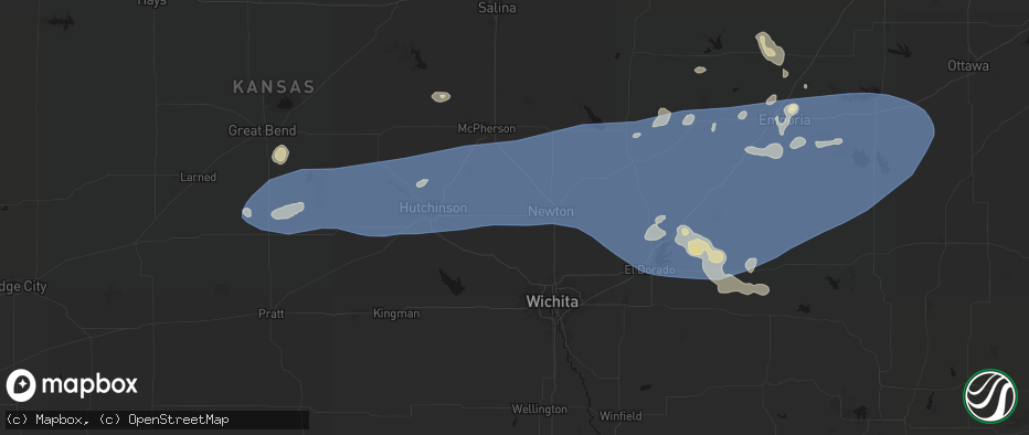Hail map in Halstead, KS on July 4, 2026