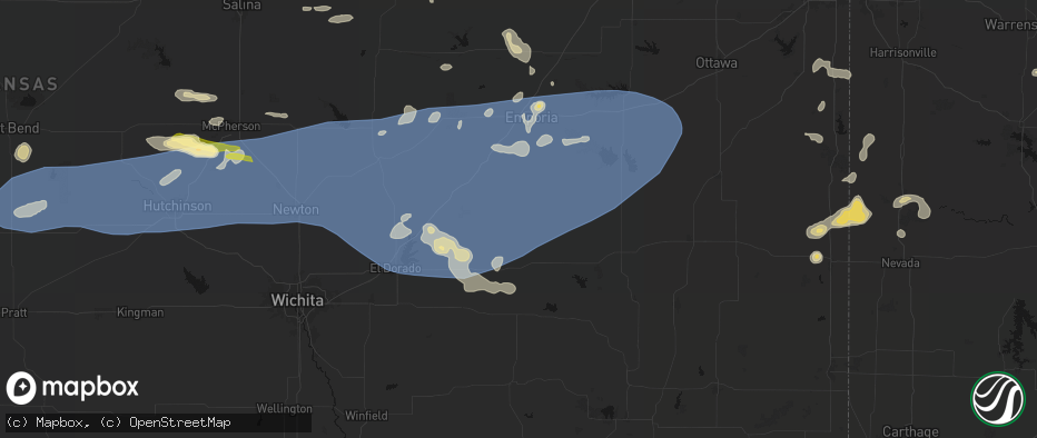 Hail map in Hamilton, KS on July 4, 2026