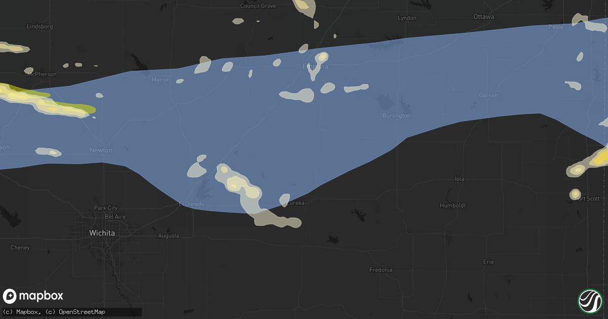 Hail map in Hamilton, KS on July 4, 2026