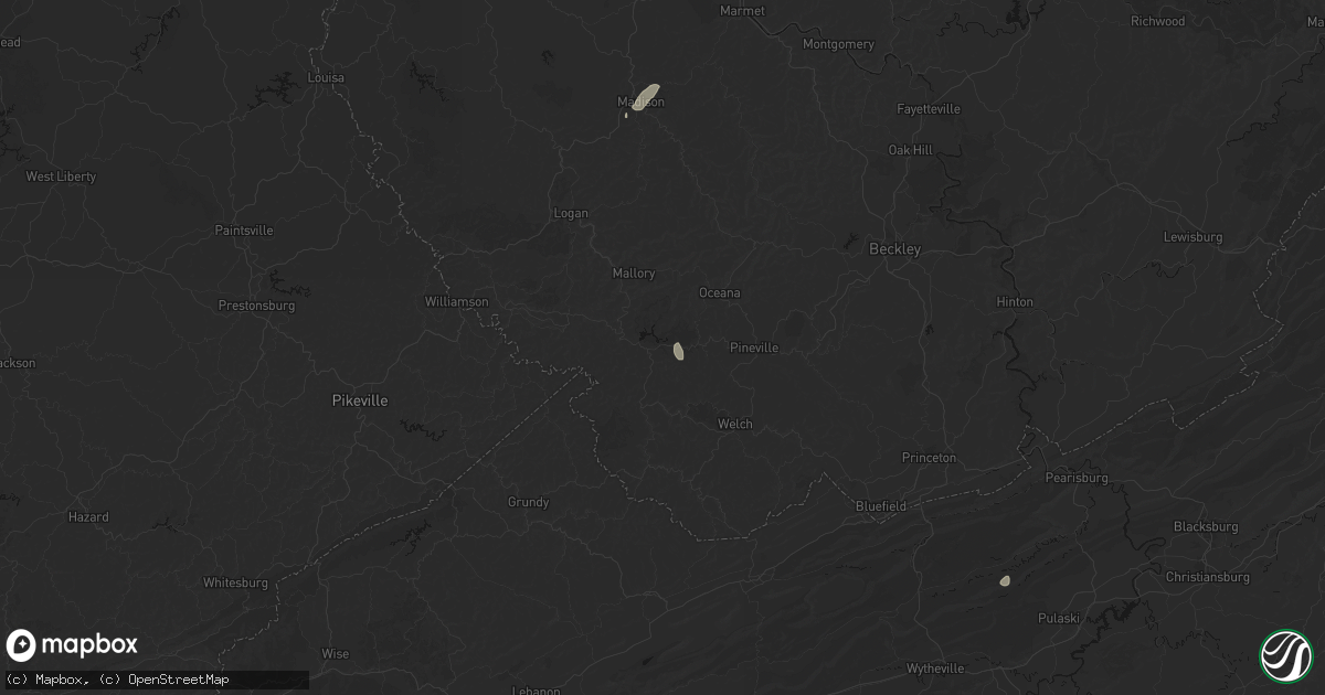 Hail map in Hanover, WV on July 4, 2026