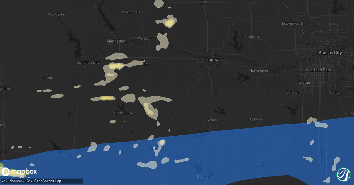 Hail map in Harveyville, KS on July 4, 2026