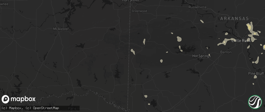 Hail map in Hatfield, AR on July 4, 2026