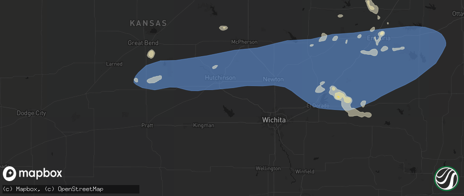Hail map in Haven, KS on July 4, 2026