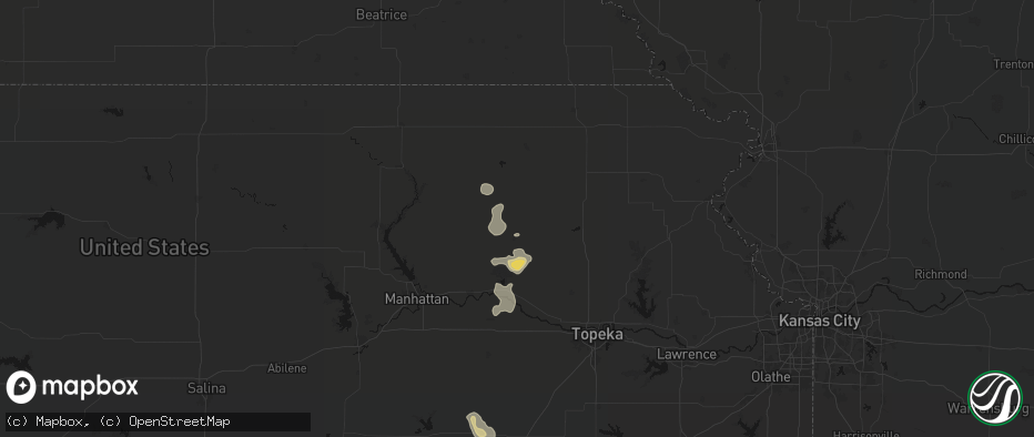 Hail map in Havensville, KS on July 4, 2026