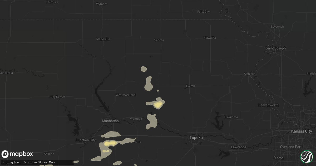 Hail map in Havensville, KS on July 4, 2026