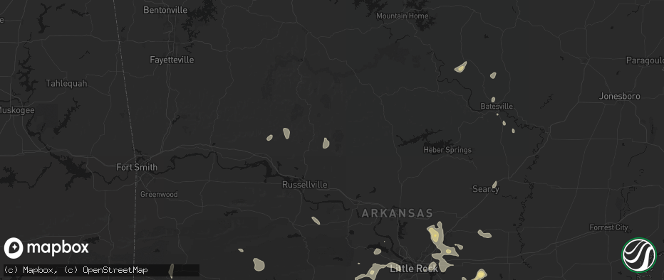Hail map in Hector, AR on July 4, 2026