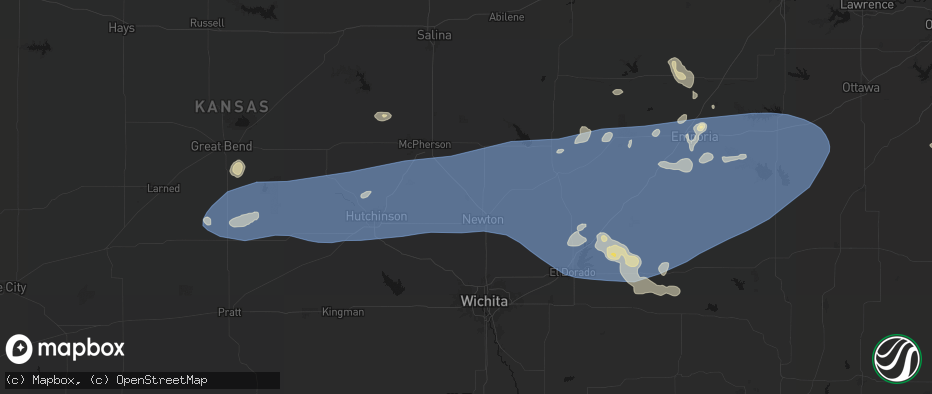 Hail map in Hesston, KS on July 4, 2026