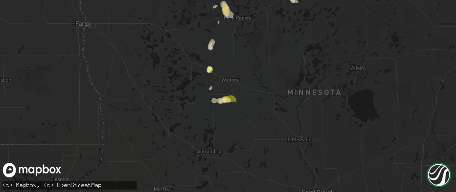 Hail map in Hewitt, MN on July 4, 2026