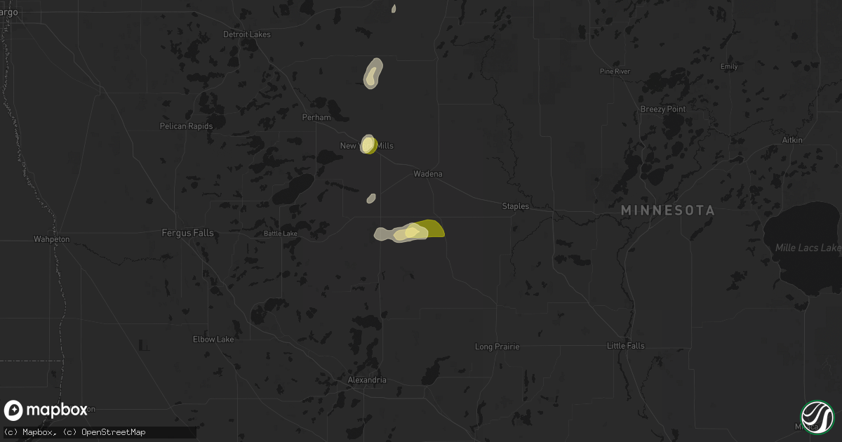 Hail map in Hewitt, MN on July 4, 2026