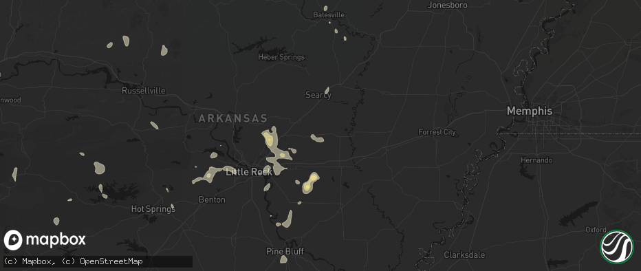 Hail map in Hickory Plains, AR on July 4, 2026