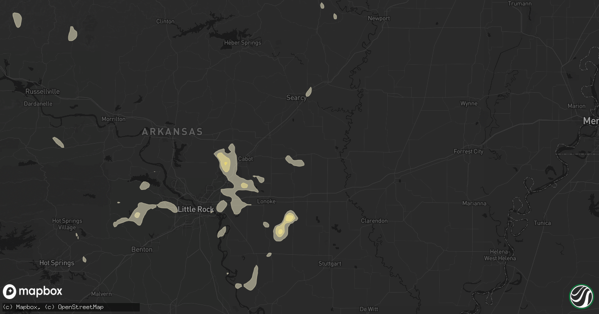 Hail map in Hickory Plains, AR on July 4, 2026