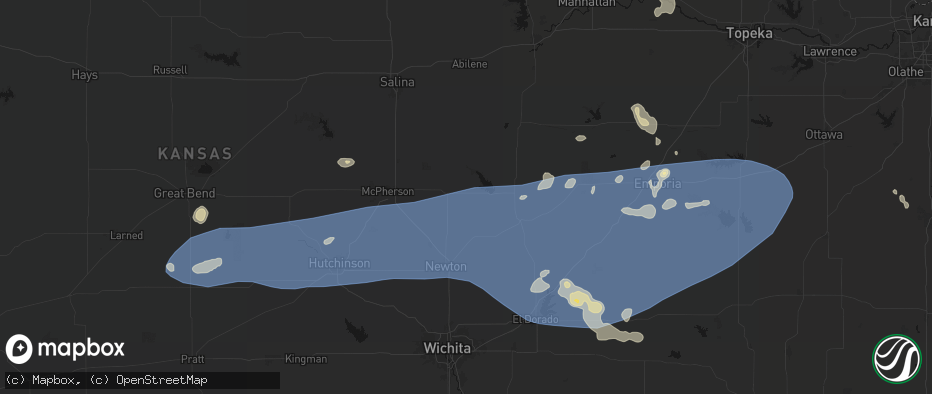Hail map in Hillsboro, KS on July 4, 2026