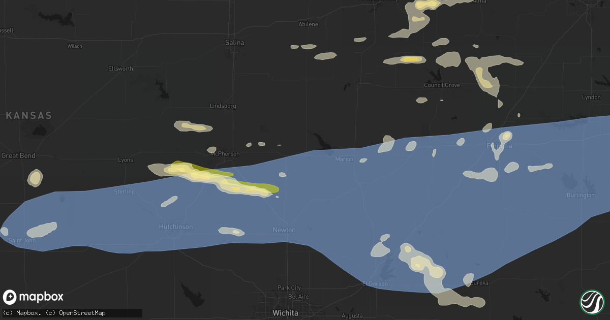 Hail map in Hillsboro, KS on July 4, 2026