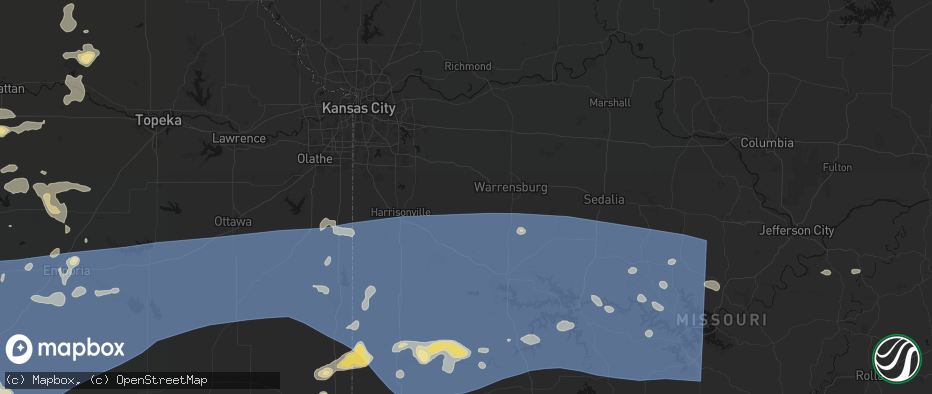 Hail map in Holden, MO on July 4, 2026