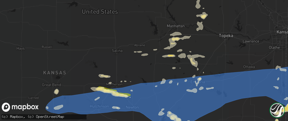 Hail map in Hope, KS on July 4, 2026