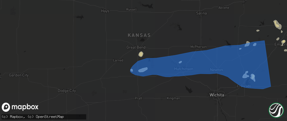 Hail map in Hudson, KS on July 4, 2026