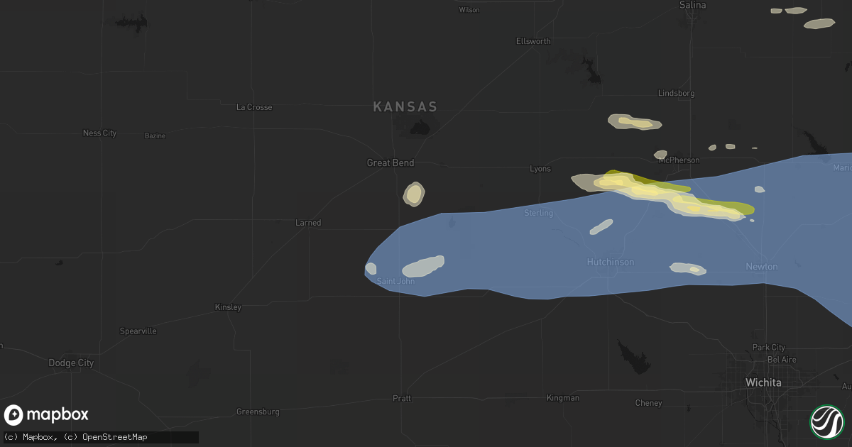 Hail map in Hudson, KS on July 4, 2026