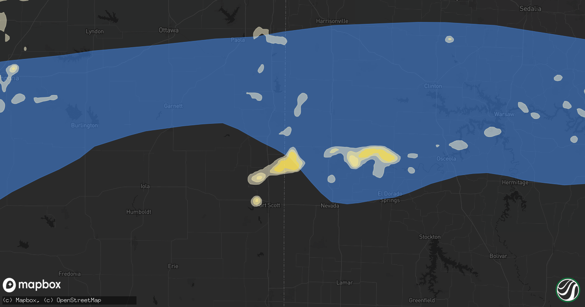 Hail map in Hume, MO on July 4, 2026