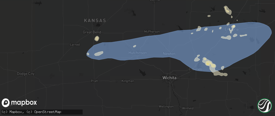 Hail map in Hutchinson, KS on July 4, 2026