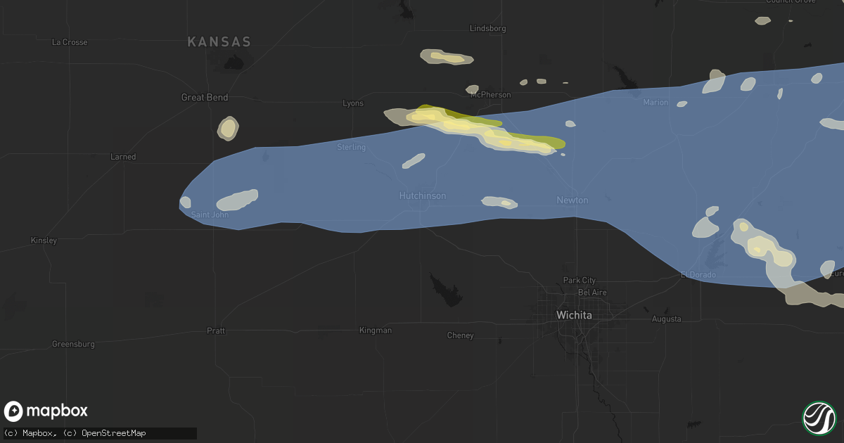 Hail map in Hutchinson, KS on July 4, 2026